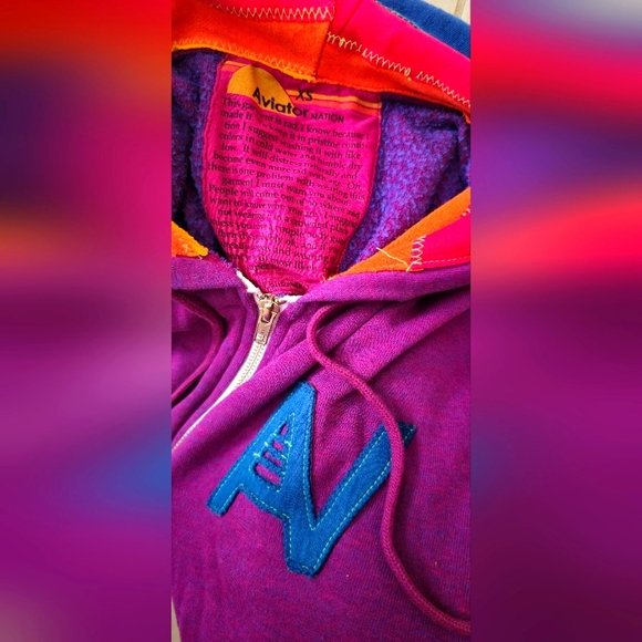 AVIATOR NATION purple fleece hoodie mens/women - Picture 4 of 5
